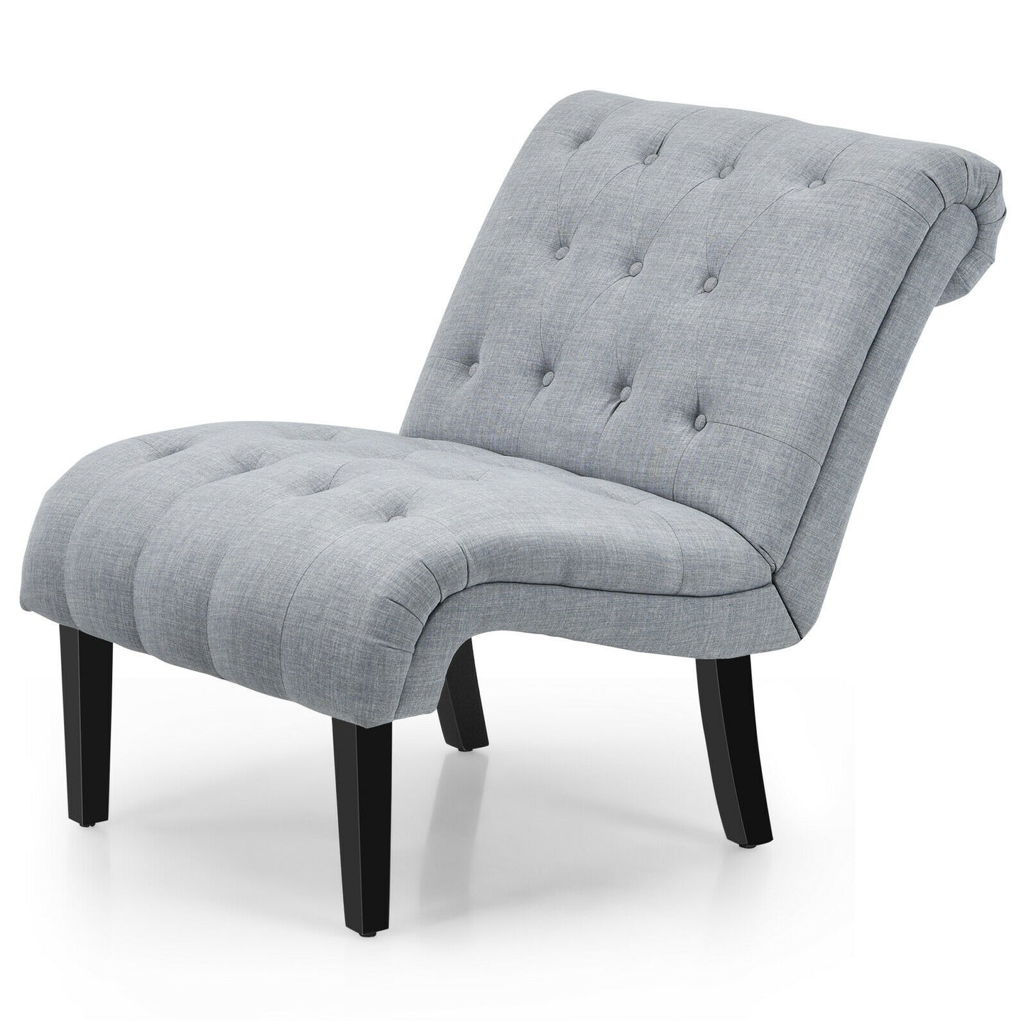 Accent Chair with Ergonomic Backrest Cotton Linen Fabric and Floor Protectors - Light Grey