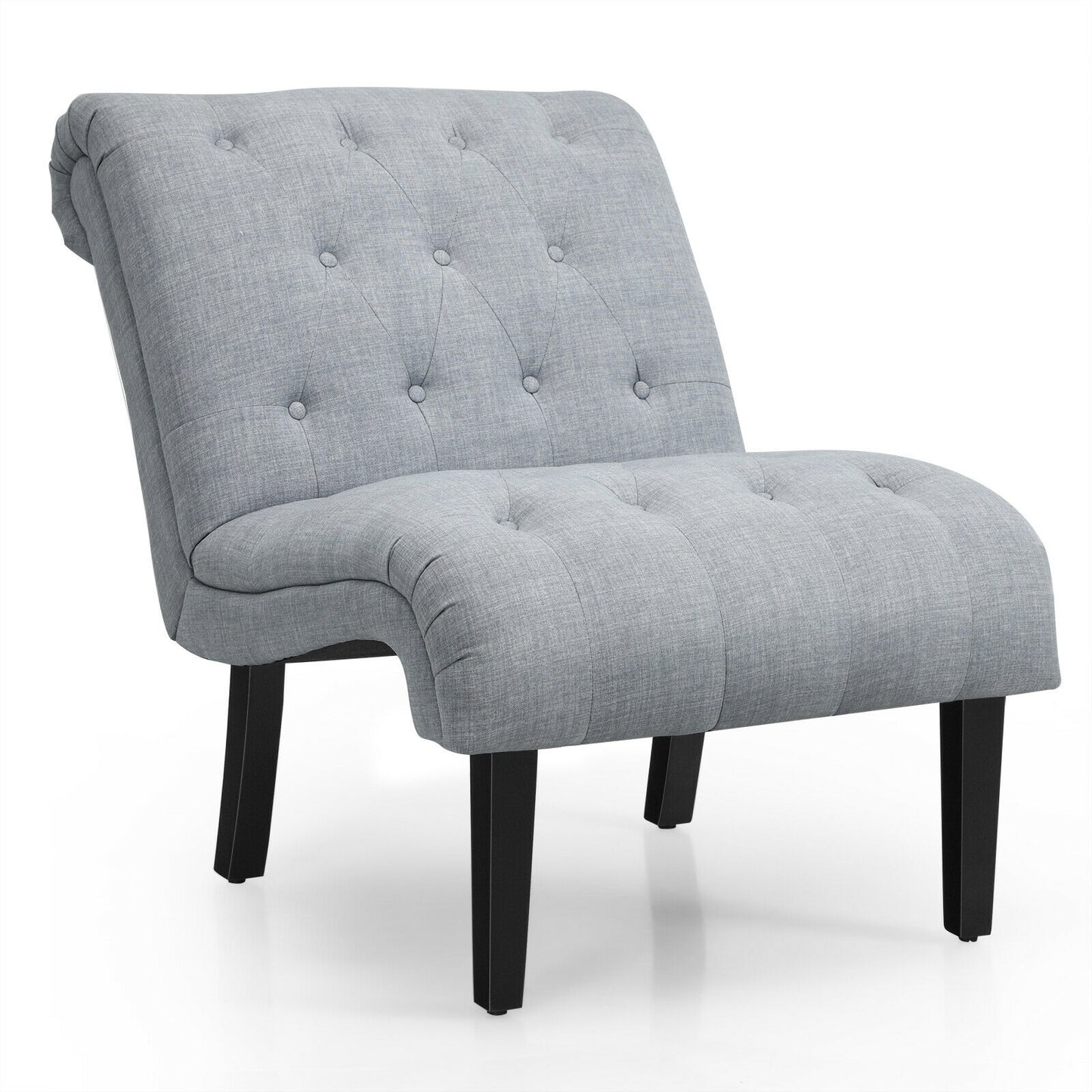 Accent Chair with Ergonomic Backrest Cotton Linen Fabric and Floor Protectors - Light Grey