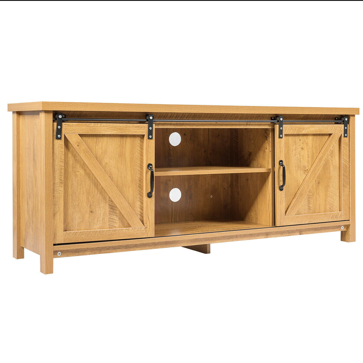Sliding Barn Door TV Stand and Media Console Cabinet with Storage for TVs up to 65 Inches - Golden