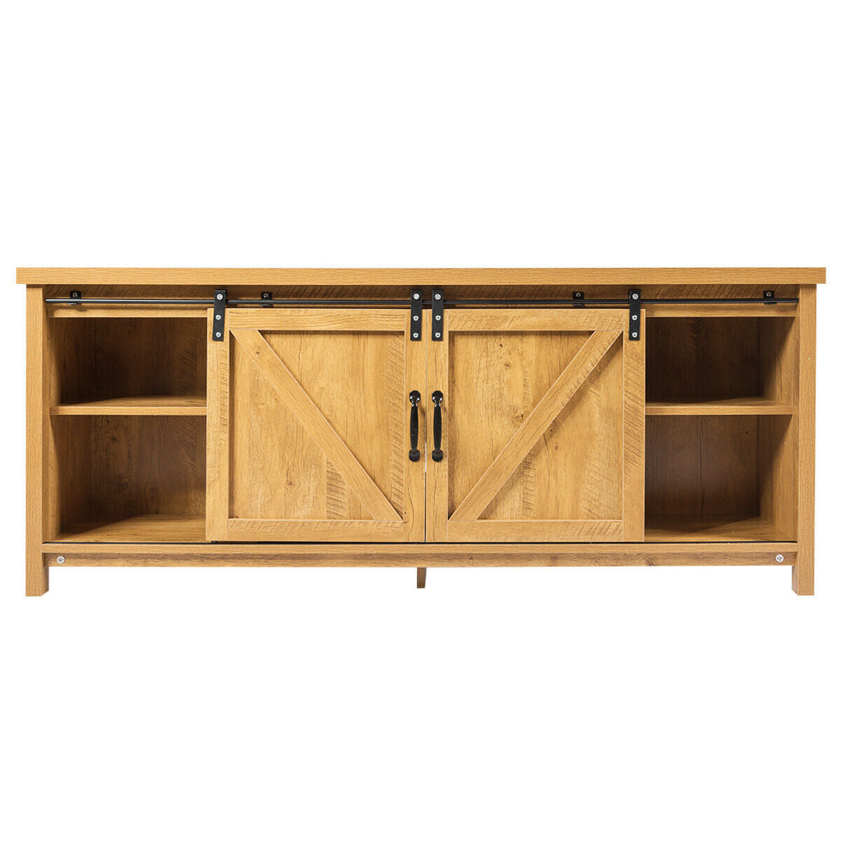 Sliding Barn Door TV Stand and Media Console Cabinet with Storage for TVs up to 65 Inches - Golden