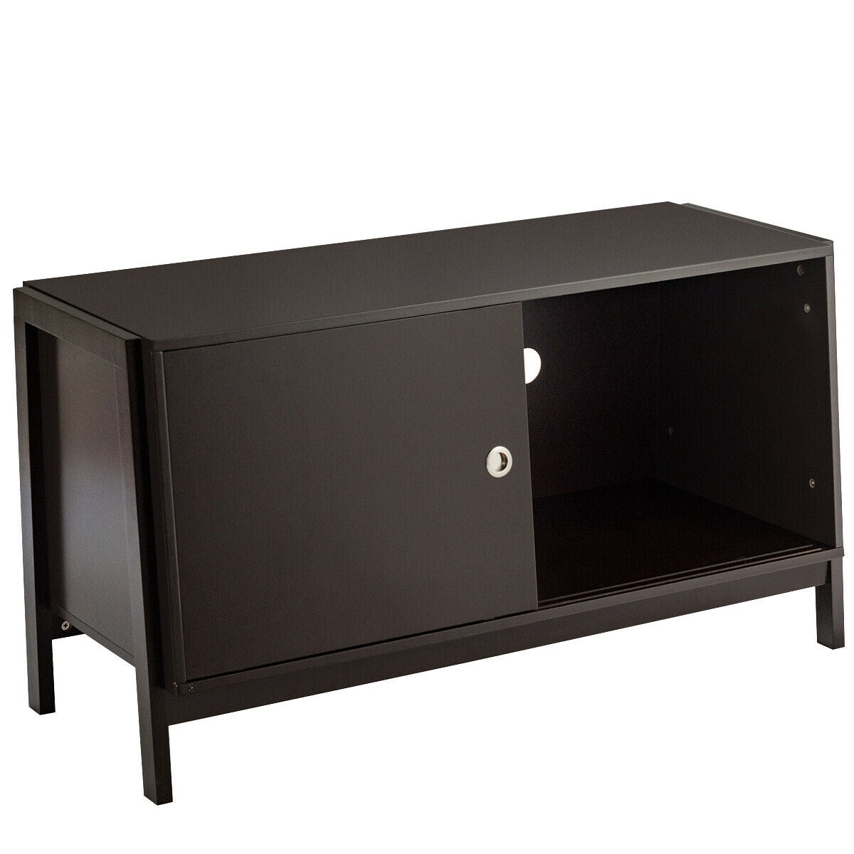 Durable Wood TV Cabinet with Sliding Doors for Flat Screen TVs up to 50 Inch