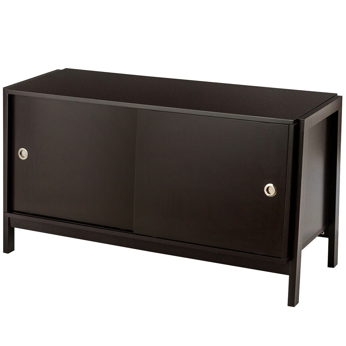 Durable Wood TV Cabinet with Sliding Doors for Flat Screen TVs up to 50 Inch