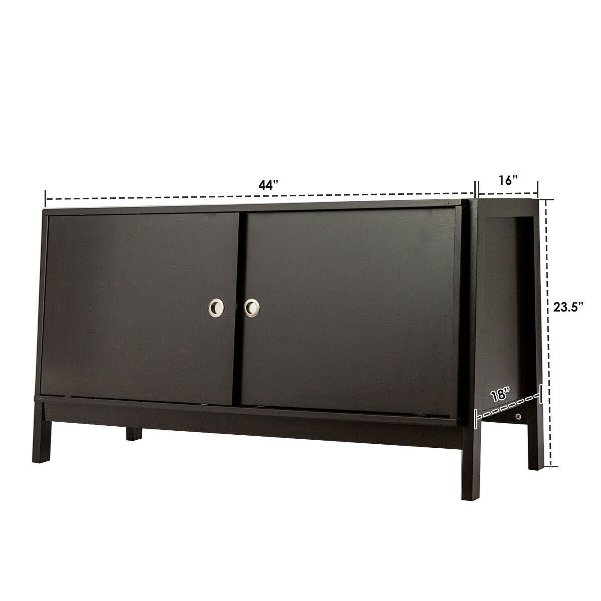 Durable Wood TV Cabinet with Sliding Doors for Flat Screen TVs up to 50 Inch