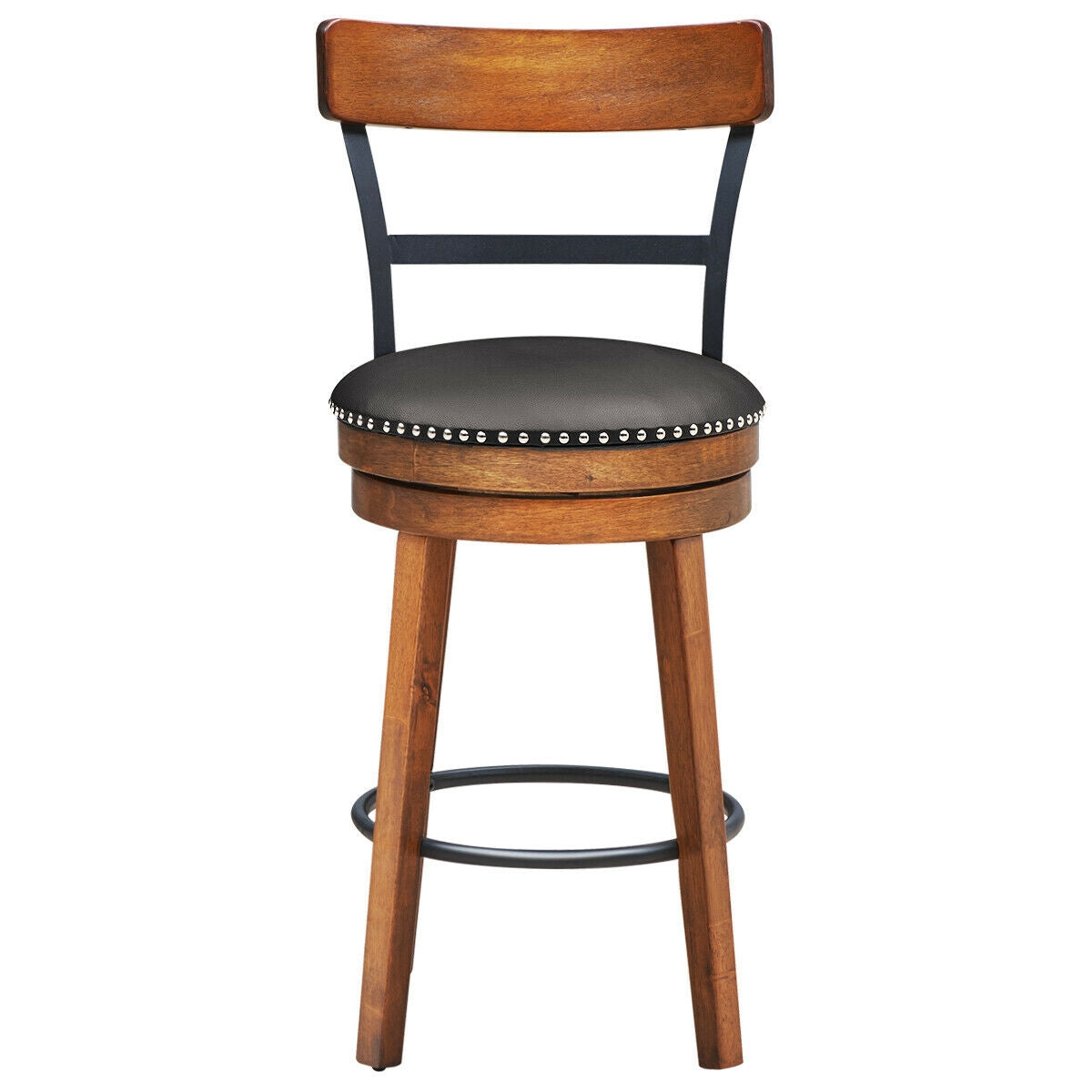Swivel Bar Stools with 360 Degree Rotation and Padded Leather Seat