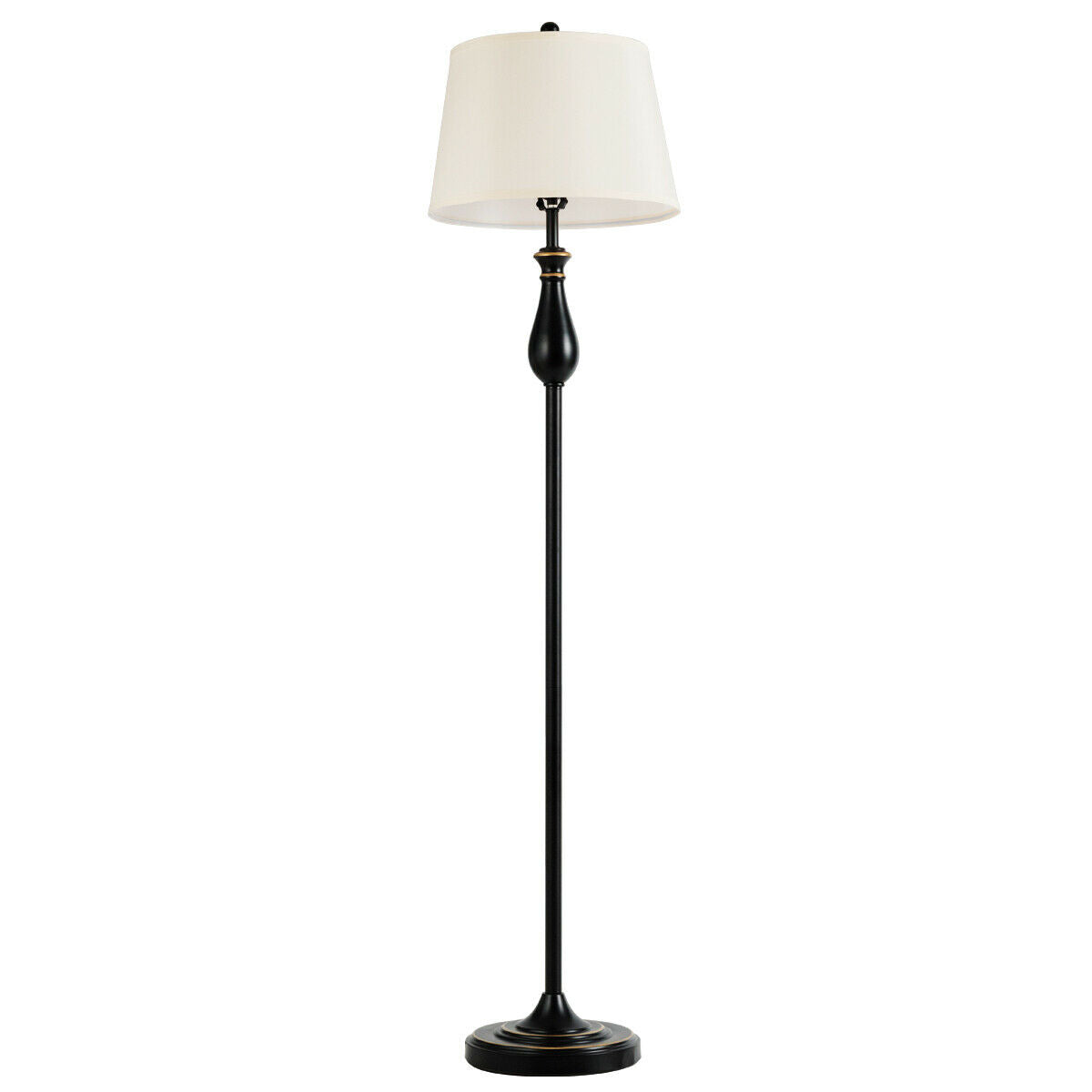 Elegant 3 Piece Brushed Nickel Lamp Set with White Fabric Shades - Black