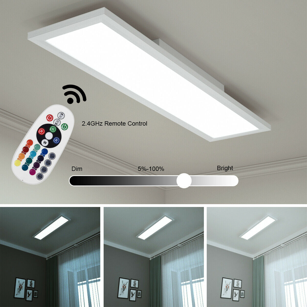 18W RGB LED Ceiling Light with Adjustable Brightness & Remote Control