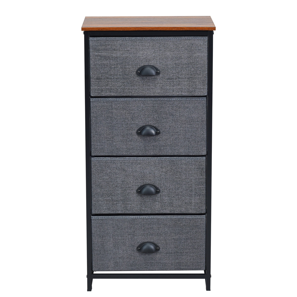 Compact 4-Drawer Storage Chest with Metal Frame and Fabric Drawers, Stylish Organizer Cabinet – Black