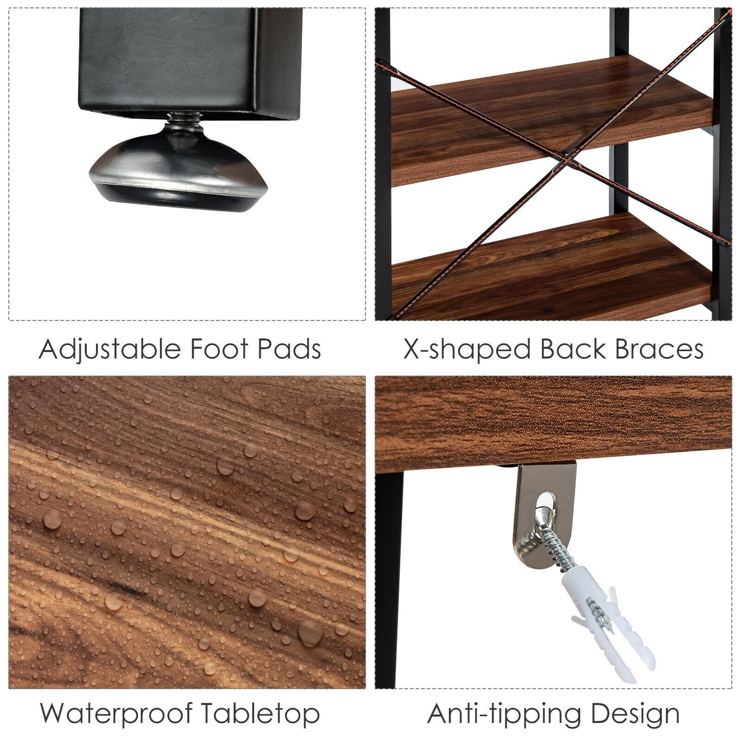 47 Inch Industrial Console Table with Open Storage Shelves for Entryway or Hallway - Rustic Brown
