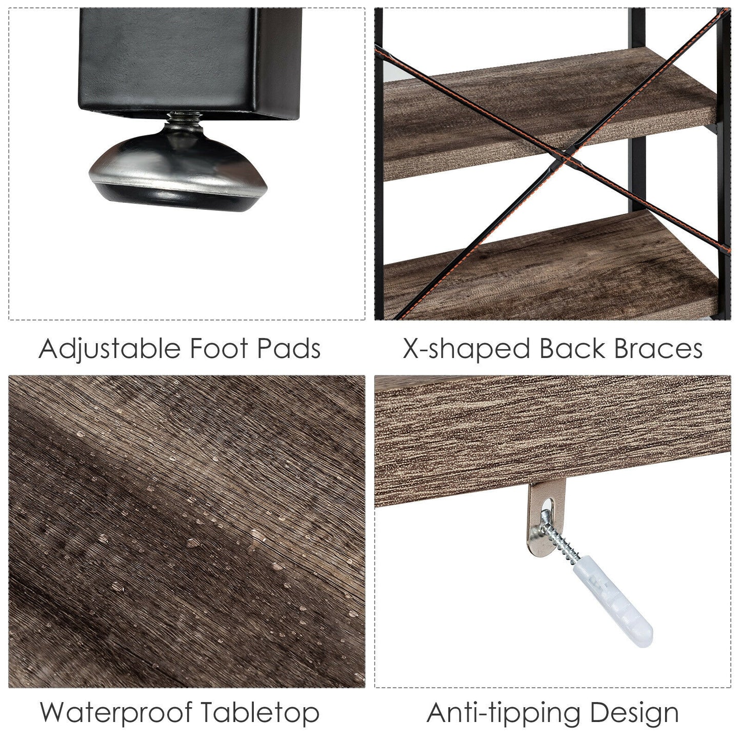 47 Inch Industrial Console Table with Open Storage Shelves for Entryway or Hallway - Natural