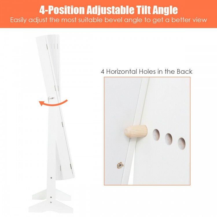 Elegant Jewelry Armoire Stand with Full-Length Mirror & Large Storage for Accessories - White