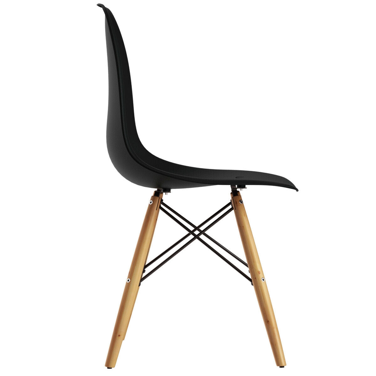 Mid-Century Modern Dining Chairs with Wooden Legs Black, Set of 2