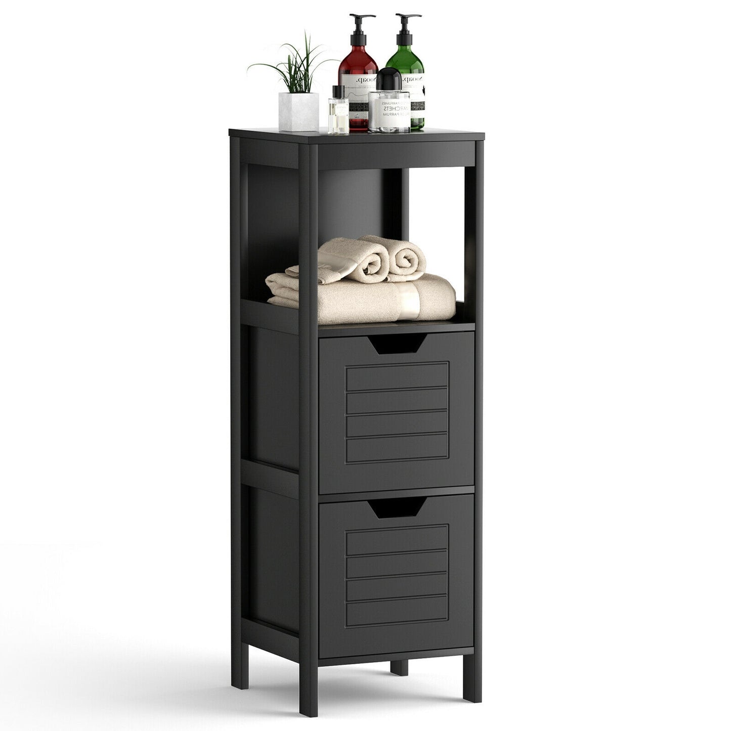Elegant Wooden Bathroom Floor Cabinet with Multifunctional Storage & Organizer