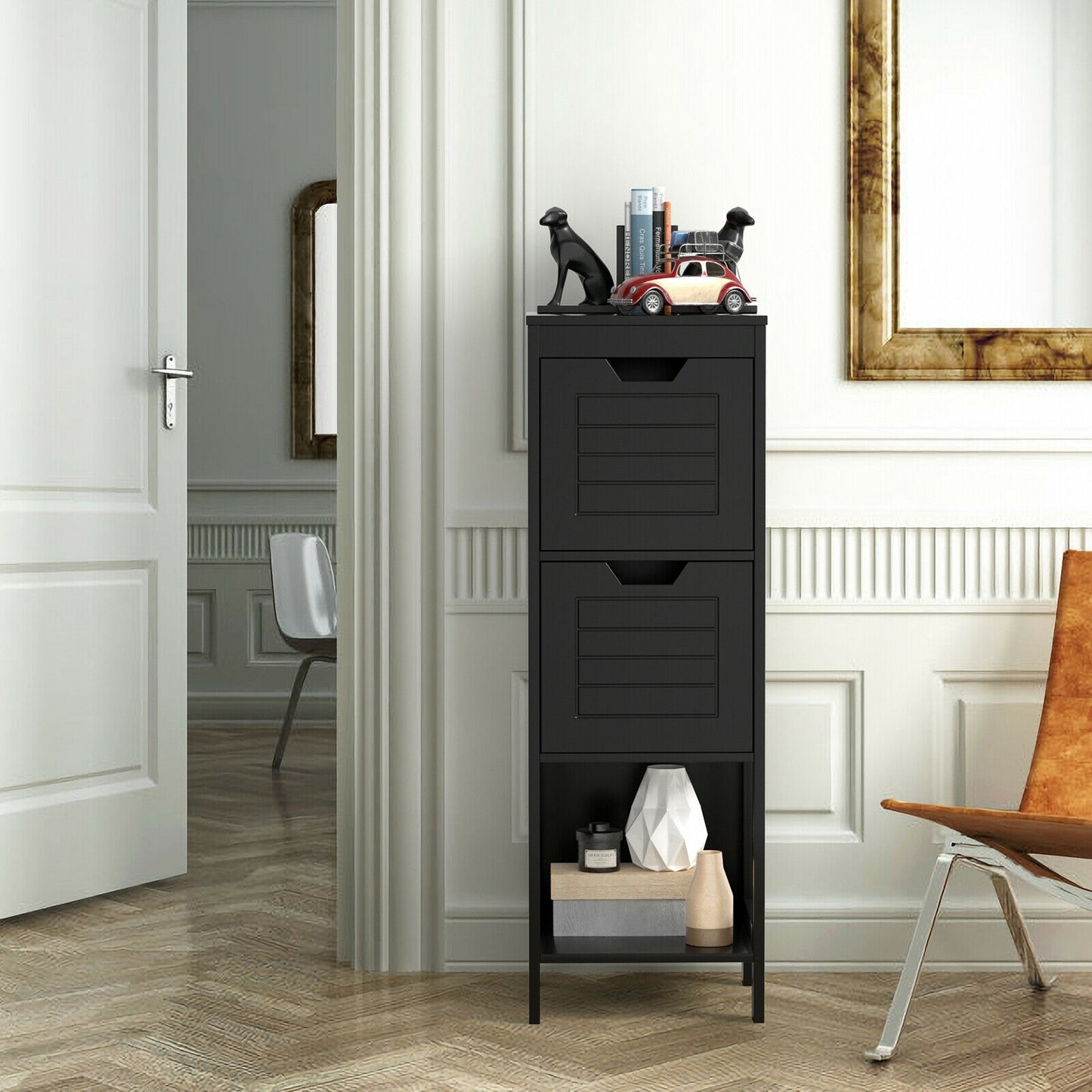 Elegant Wooden Bathroom Floor Cabinet with Multifunctional Storage & Organizer