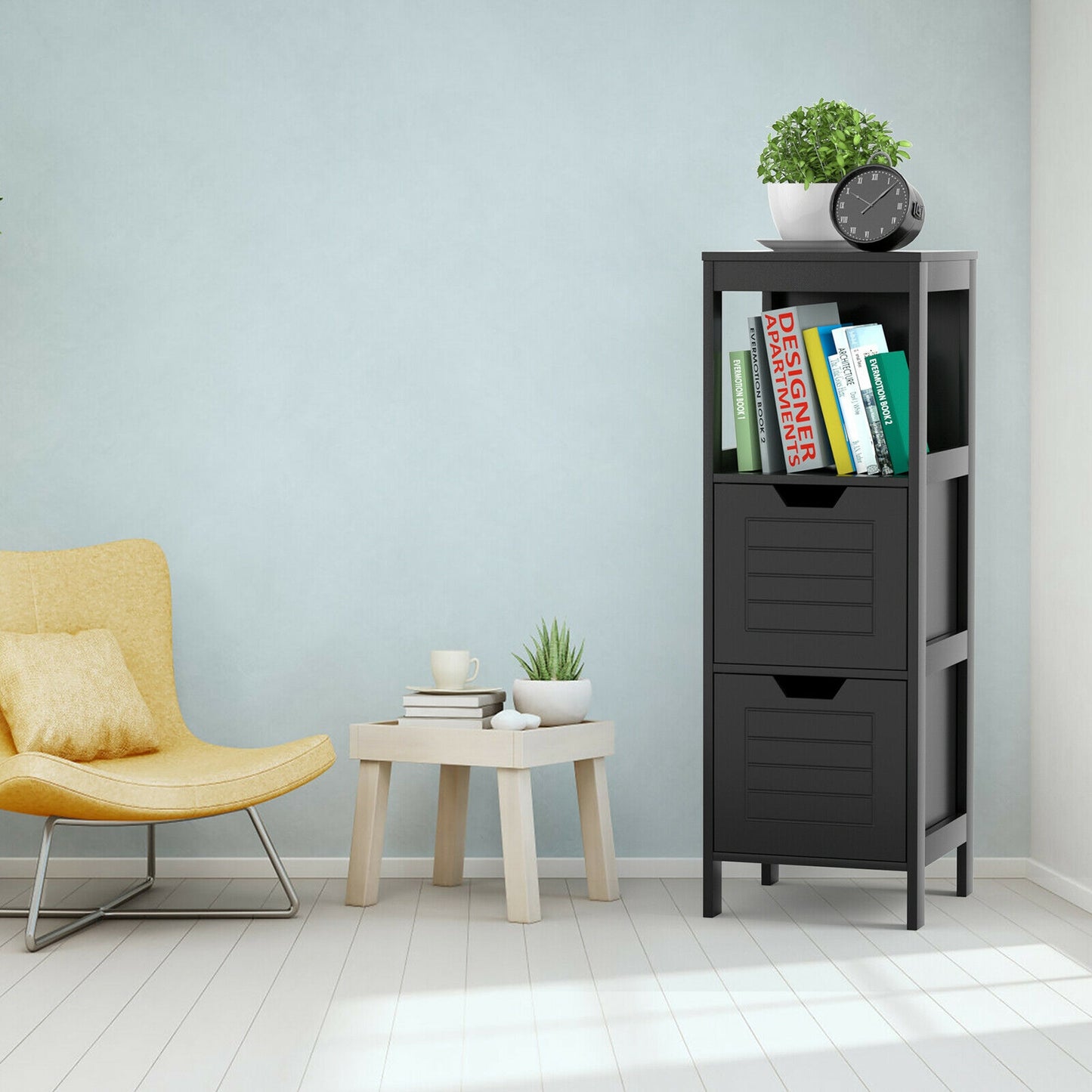 Elegant Wooden Bathroom Floor Cabinet with Multifunctional Storage & Organizer