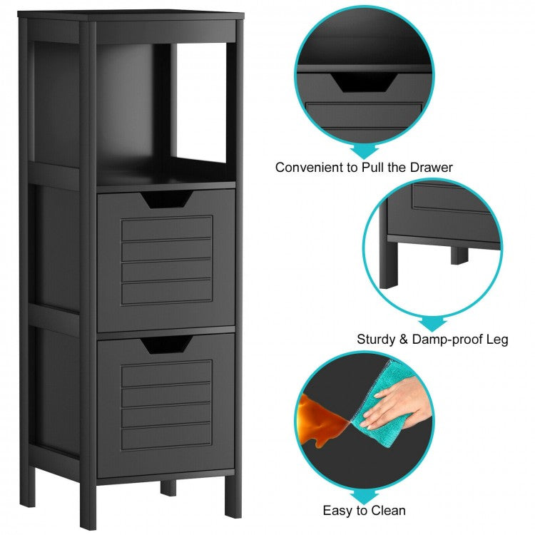 Elegant Wooden Bathroom Floor Cabinet with Multifunctional Storage & Organizer