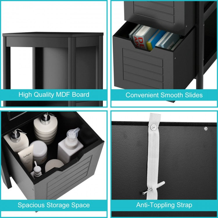 Elegant Wooden Bathroom Floor Cabinet with Multifunctional Storage & Organizer
