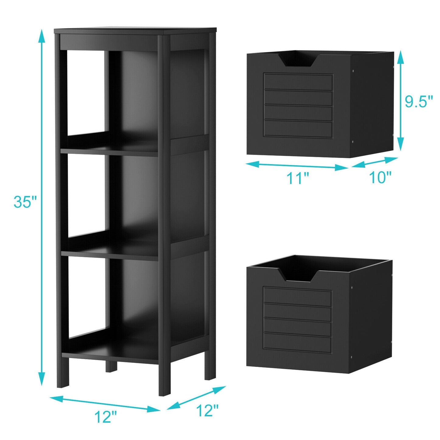 Elegant Wooden Bathroom Floor Cabinet with Multifunctional Storage & Organizer