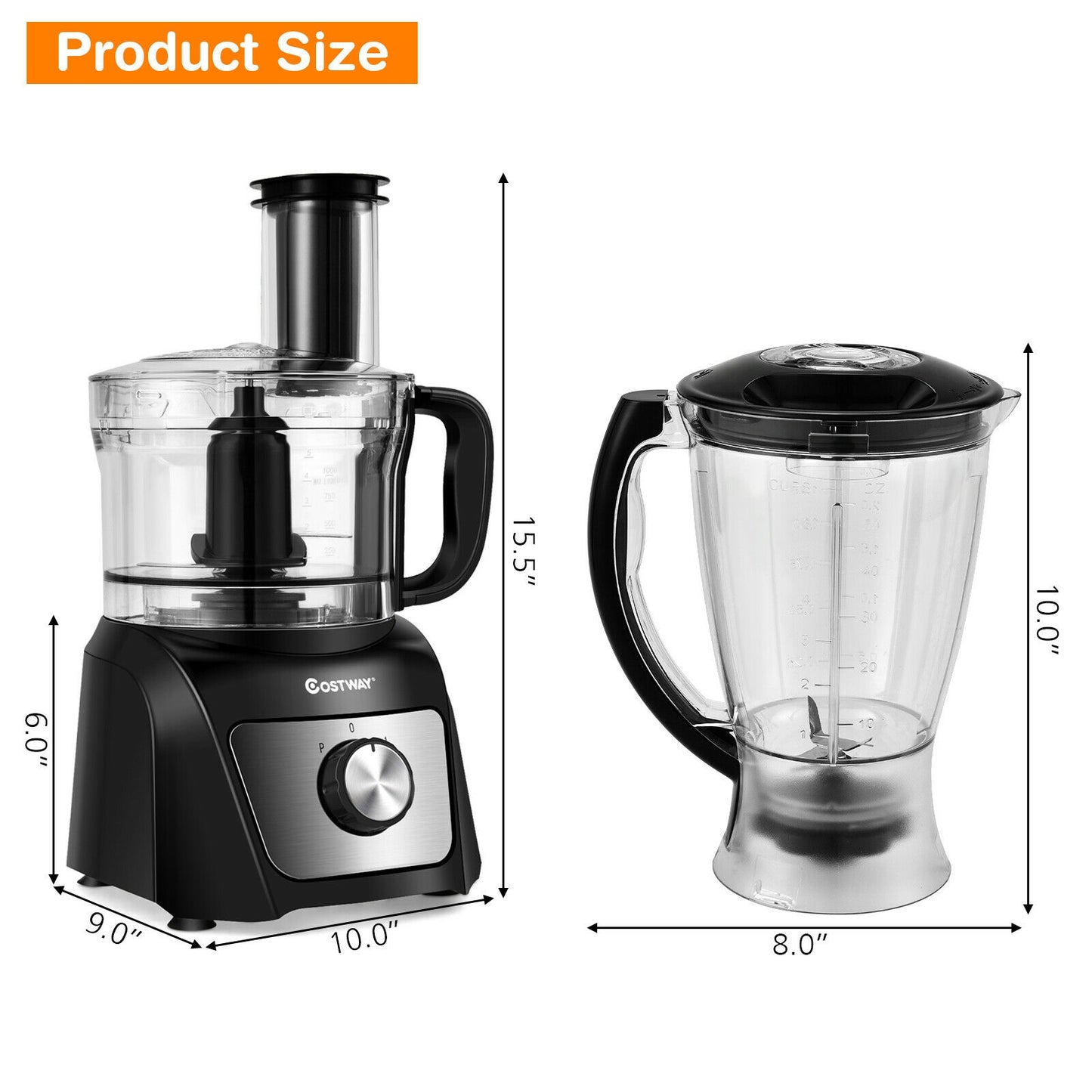 500W Multifunctional Food Processor with 3 Blades & 2 Speed Control