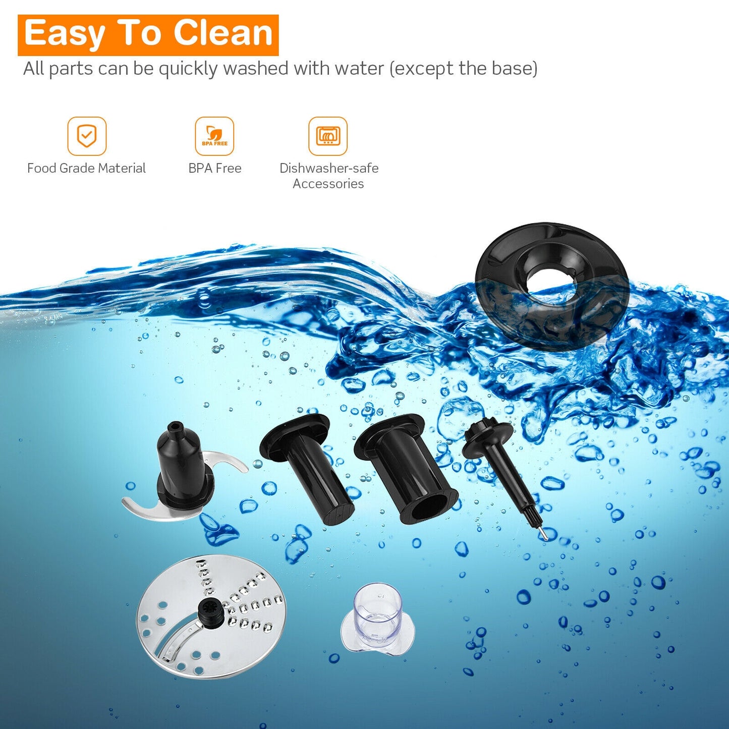500W Multifunctional Food Processor with 3 Blades & 2 Speed Control