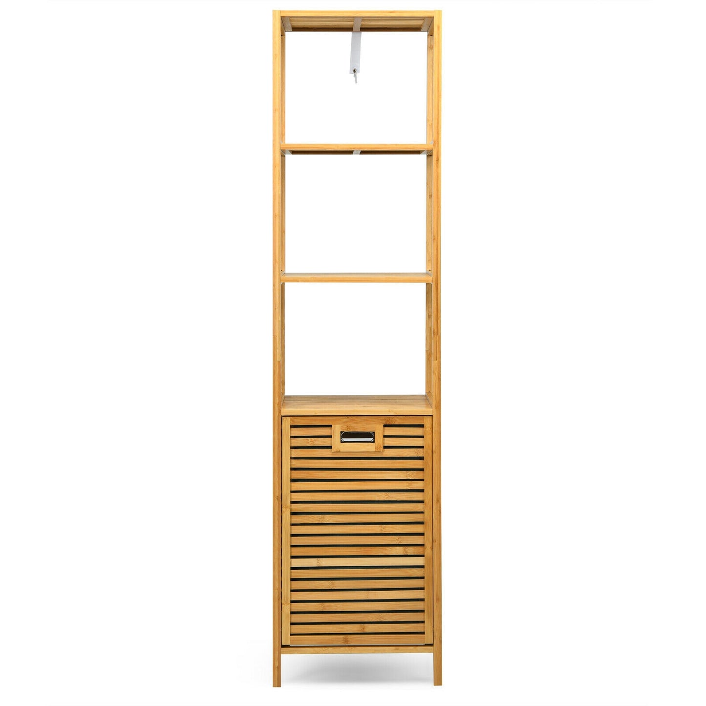 Bamboo 2-in-1 Tilt Out Laundry Hamper with 3 Tier Storage Shelf