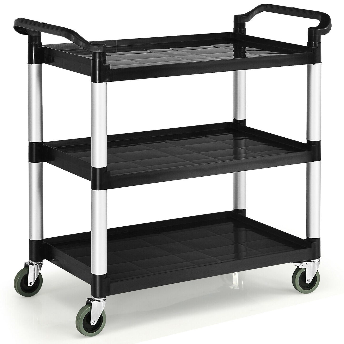 3-Tier Utility Cart with Durable Aluminum Frame and Lockable Wheels