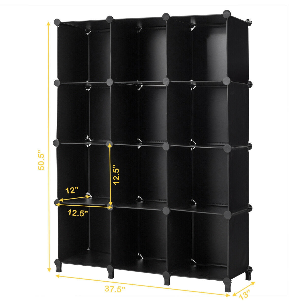 12-Cube Modular Storage Organizer with Plastic Panels and Steel Frame