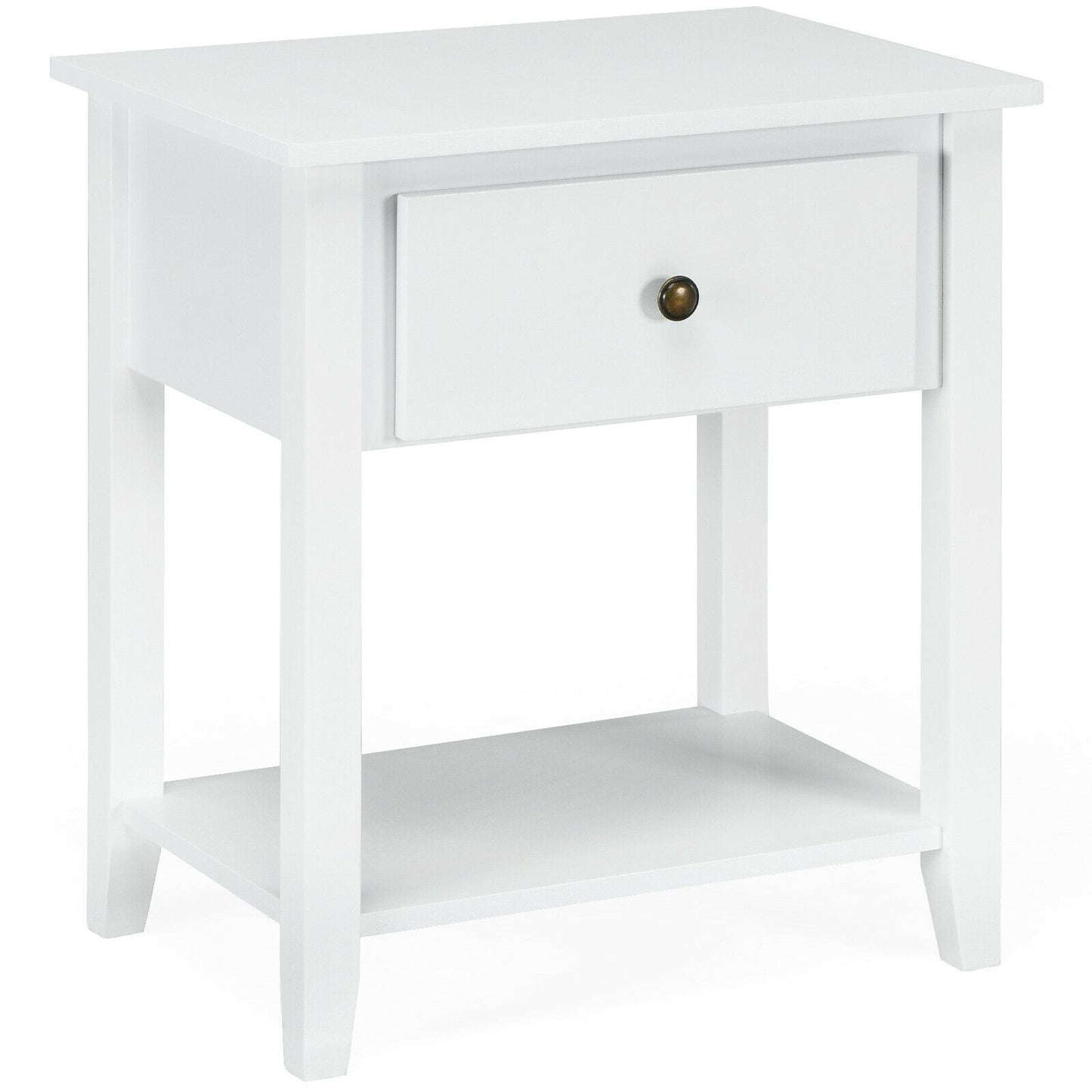 Versatile Bedside Table with Storage Drawer and Display Shelf White