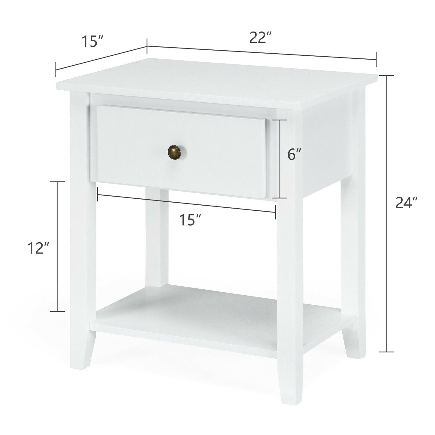 Versatile Bedside Table with Storage Drawer and Display Shelf White