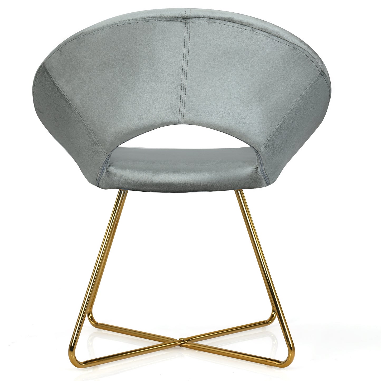 Elegant Upholstered Velvet Armchair with Golden Metal Frame, Grey