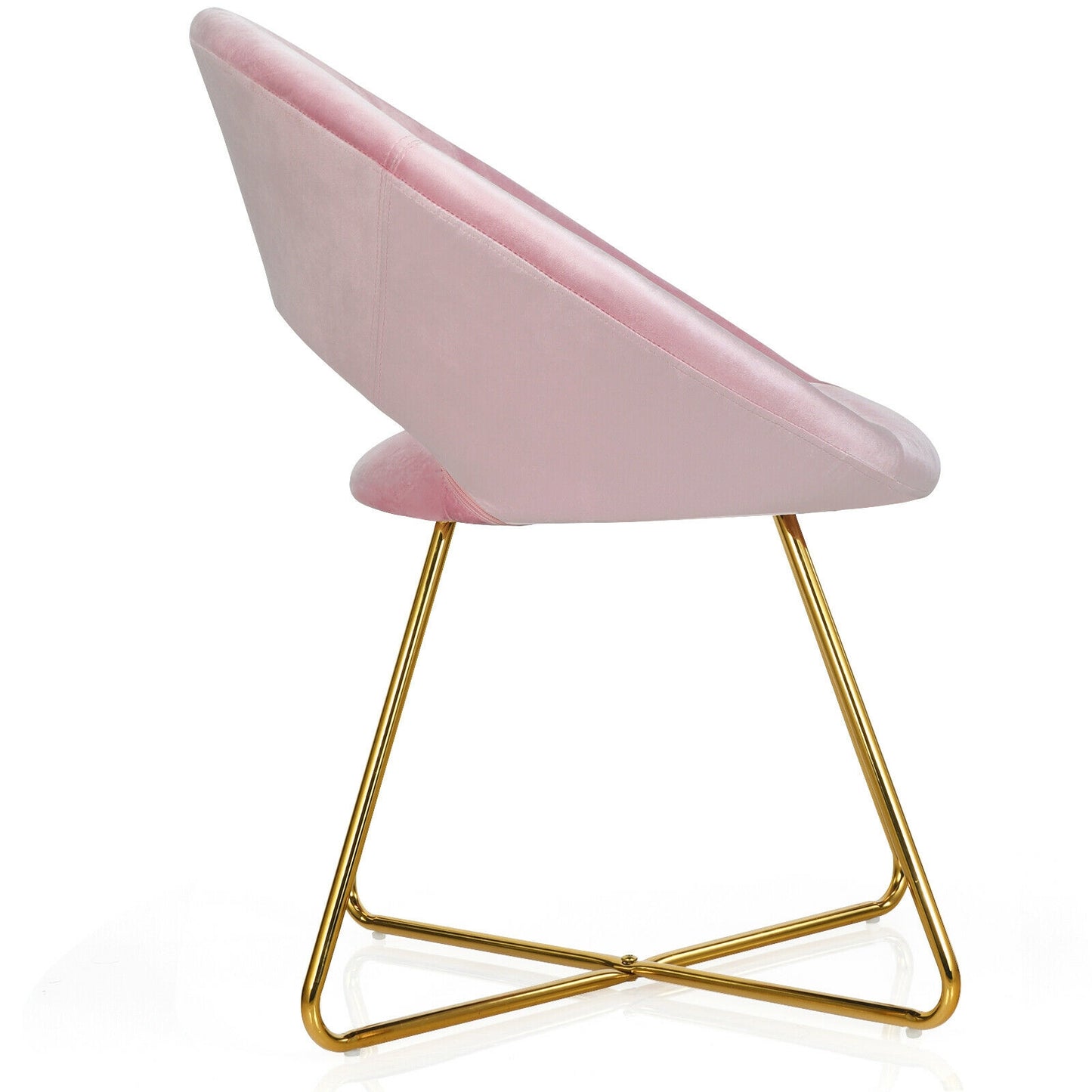 Elegant Upholstered Velvet Armchair with Golden Metal Frame, Pink