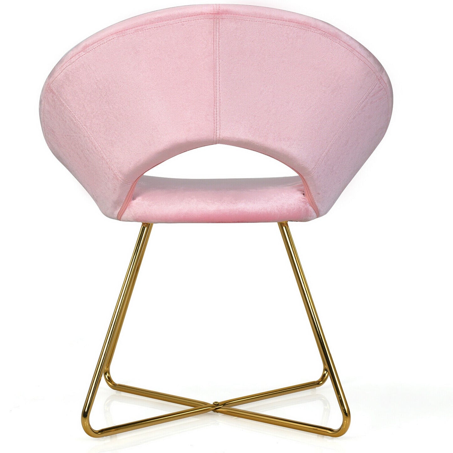 Elegant Upholstered Velvet Armchair with Golden Metal Frame, Pink