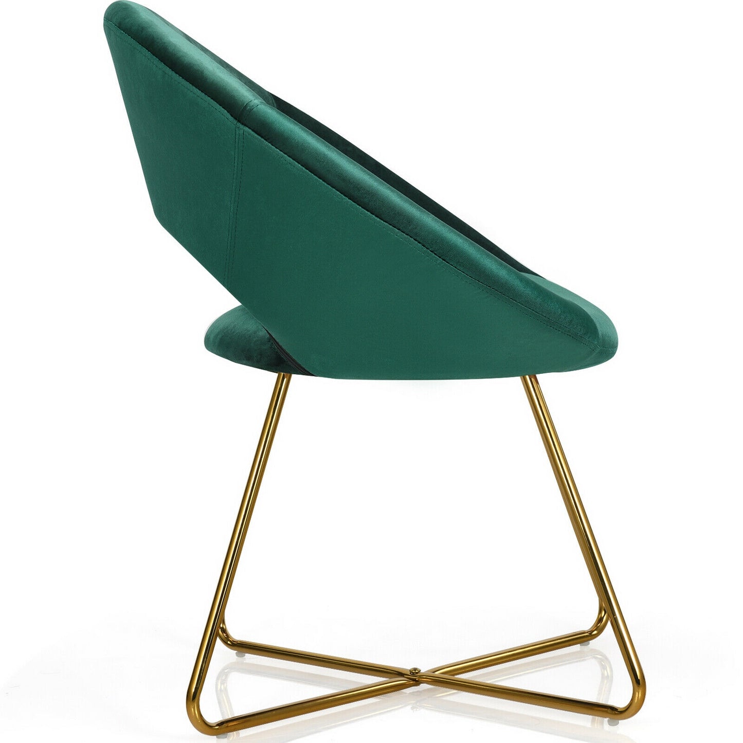 Elegant Upholstered Velvet Armchair with Golden Metal Frame, Dark Green