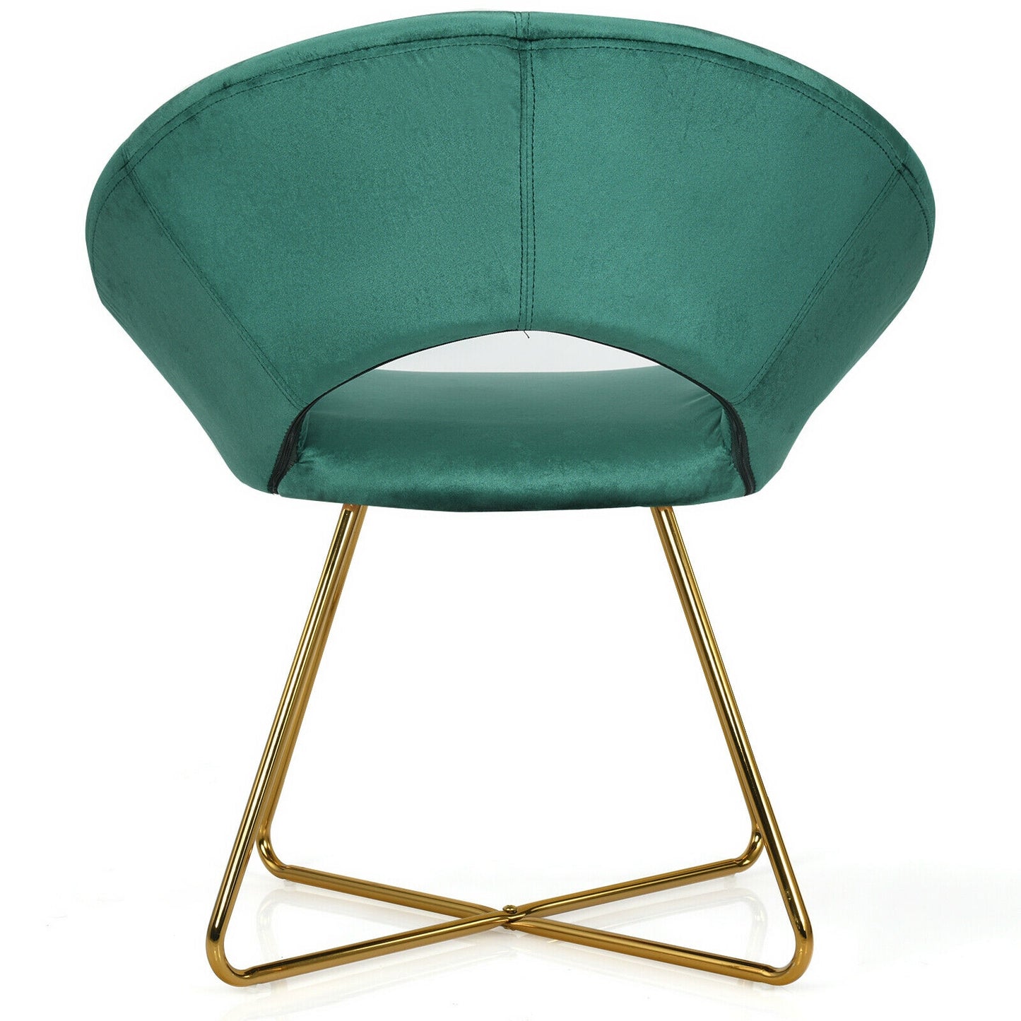 Elegant Upholstered Velvet Armchair with Golden Metal Frame, Dark Green