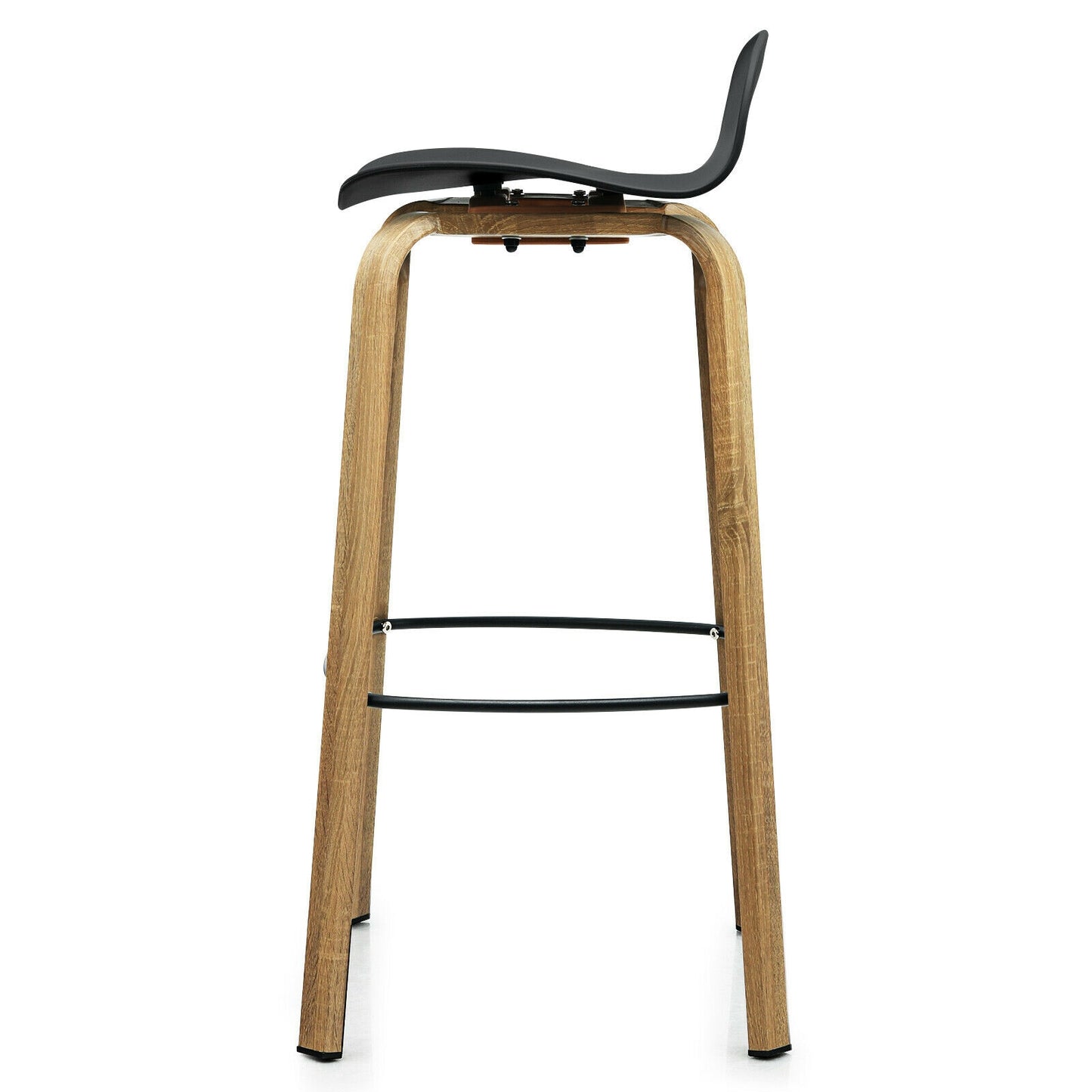 2 Pieces Contemporary Barstools with Low Back and Metal Legs Pub Chairs - Black