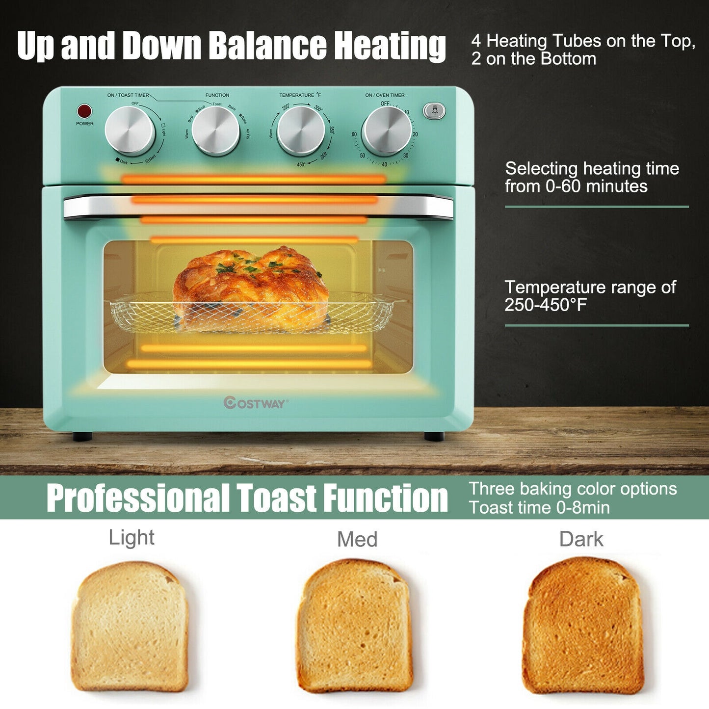 7-in-1 19 Qt Air Fryer Toaster Oven with 5 Accessories