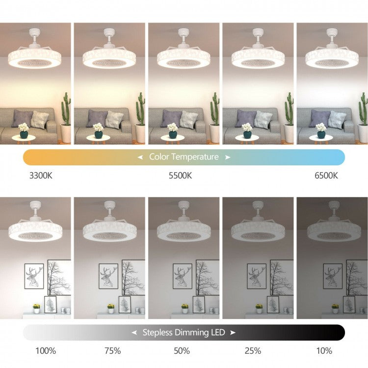 23 Inch Starry Sky Ceiling Fan with Dimmable LED Light & Remote Control – White