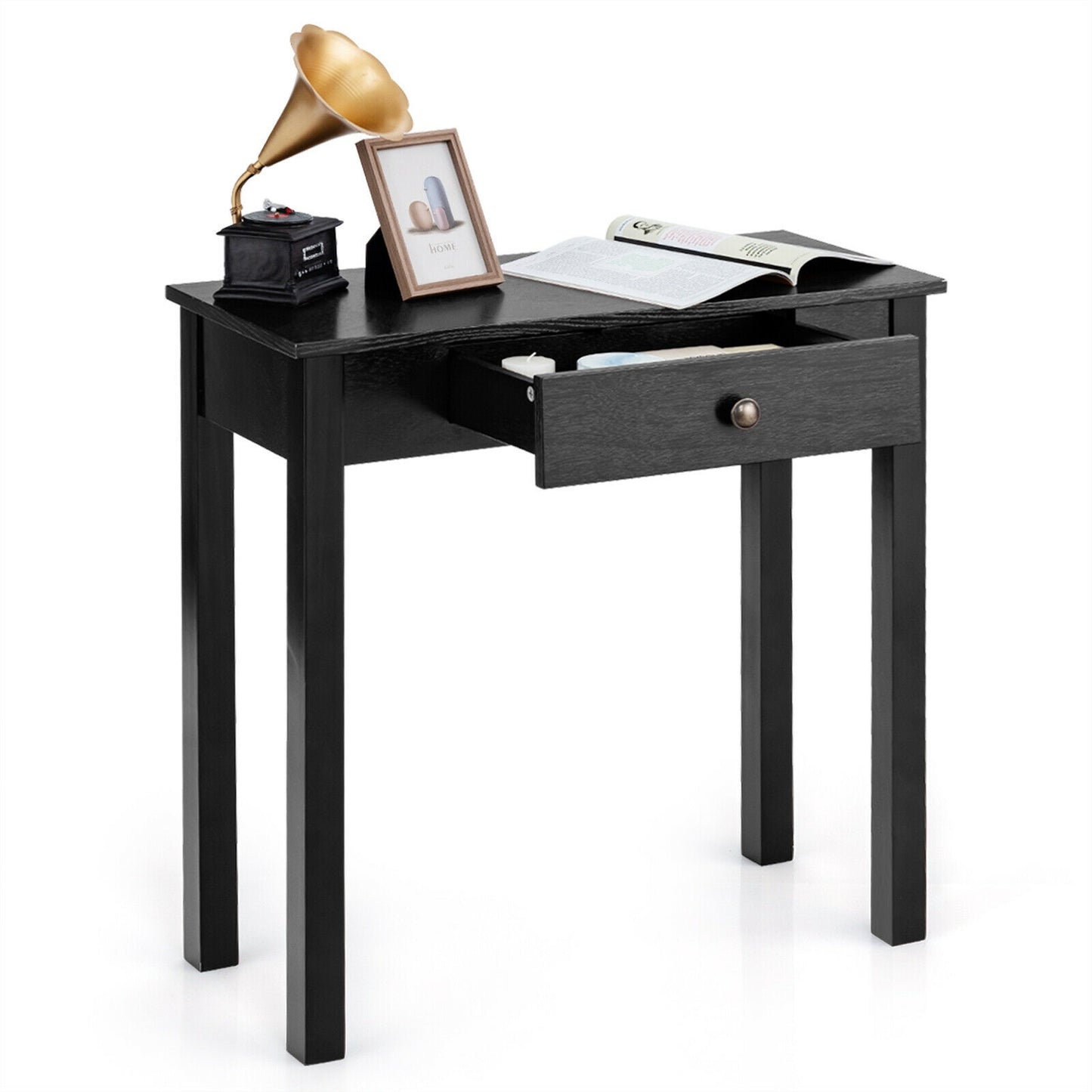 Modern Accent Console Table with Drawer for Living Room or Hallway - Black