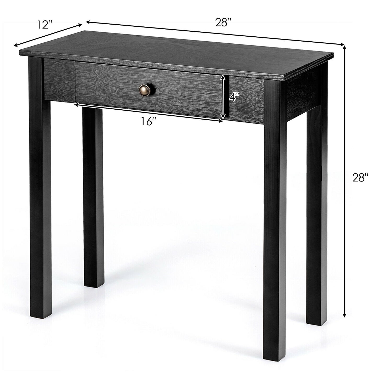 Modern Accent Console Table with Drawer for Living Room or Hallway - Black