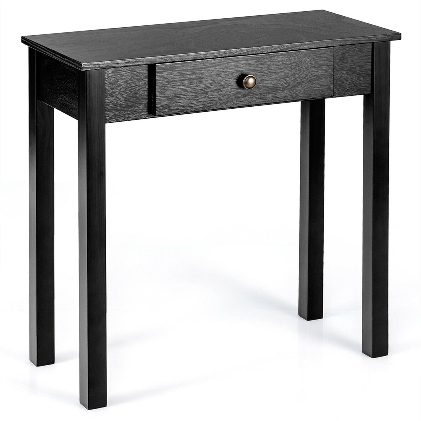 Modern Accent Console Table with Drawer for Living Room or Hallway - Black