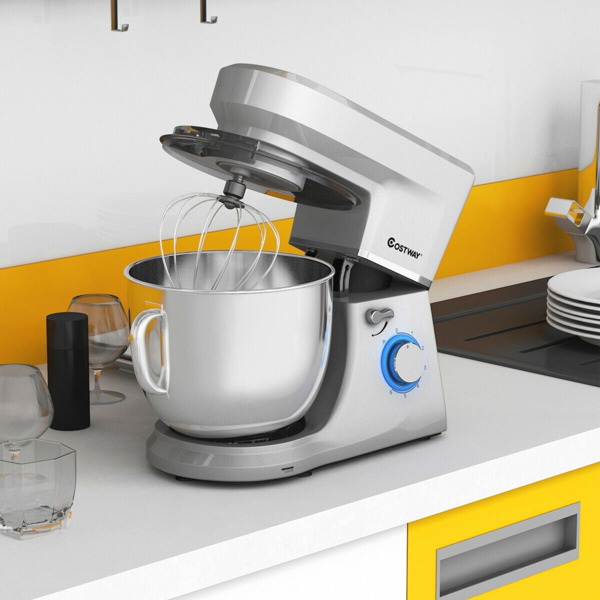7.5QT Tilt-Head Stand Mixer with 660W Motor & 3 Attachments