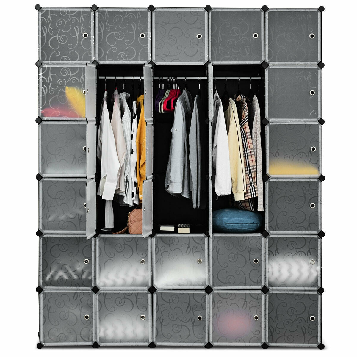 30-Cube Modular Wardrobe Closet with Doors