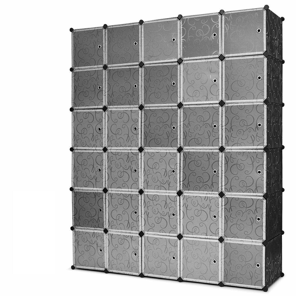 30-Cube Modular Wardrobe Closet with Doors