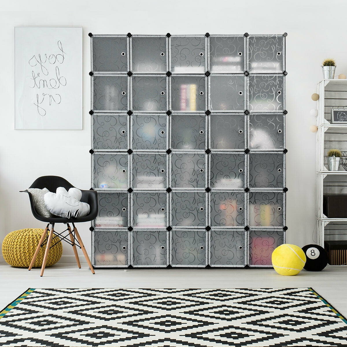 30-Cube Modular Wardrobe Closet with Doors