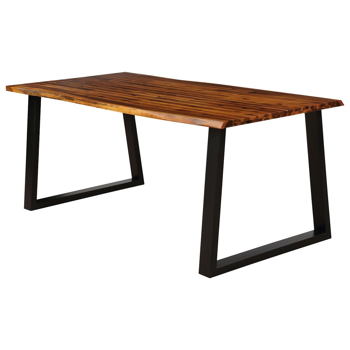 Acacia Wood Dining Table for 6 with Metal Legs