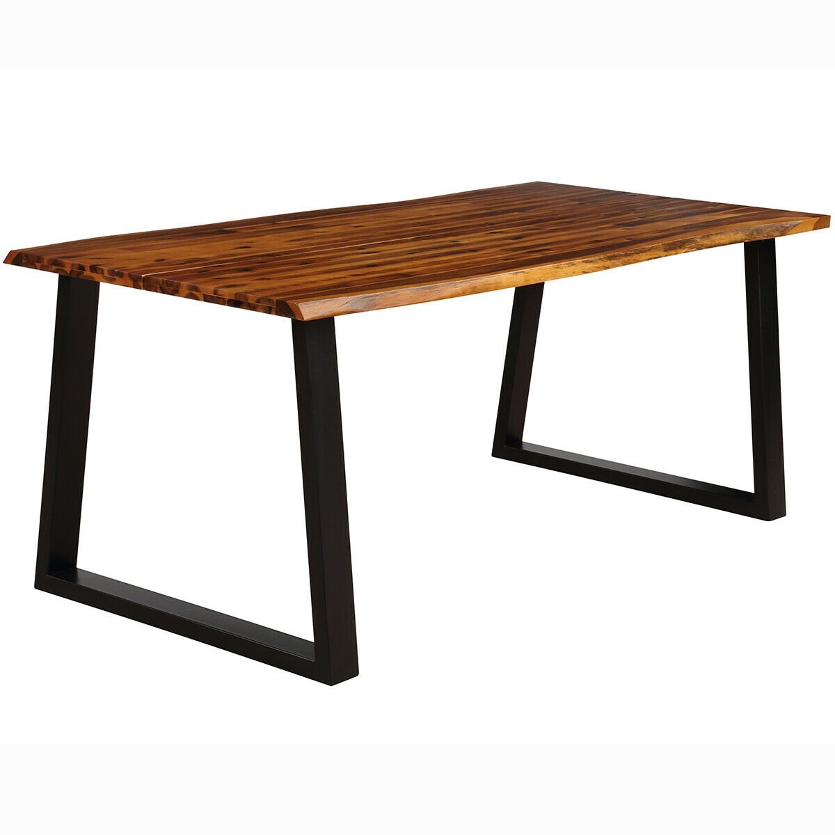 Acacia Wood Dining Table for 6 with Metal Legs