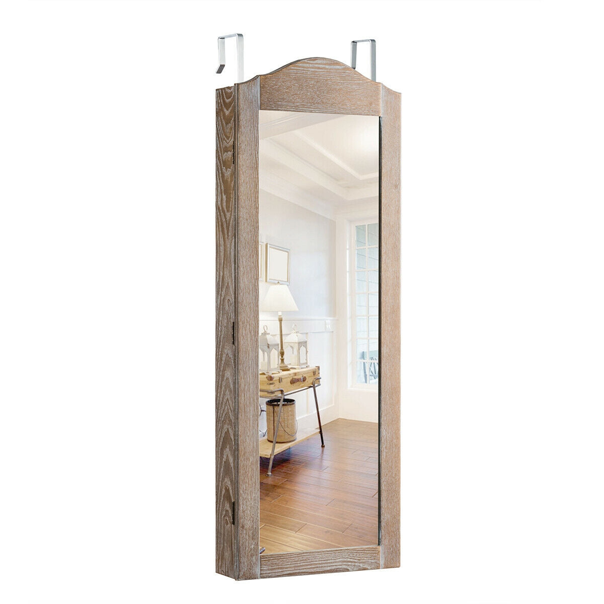 Jewelry Armoire Cabinet with Full Length Mirror for Wall and Door Mounting