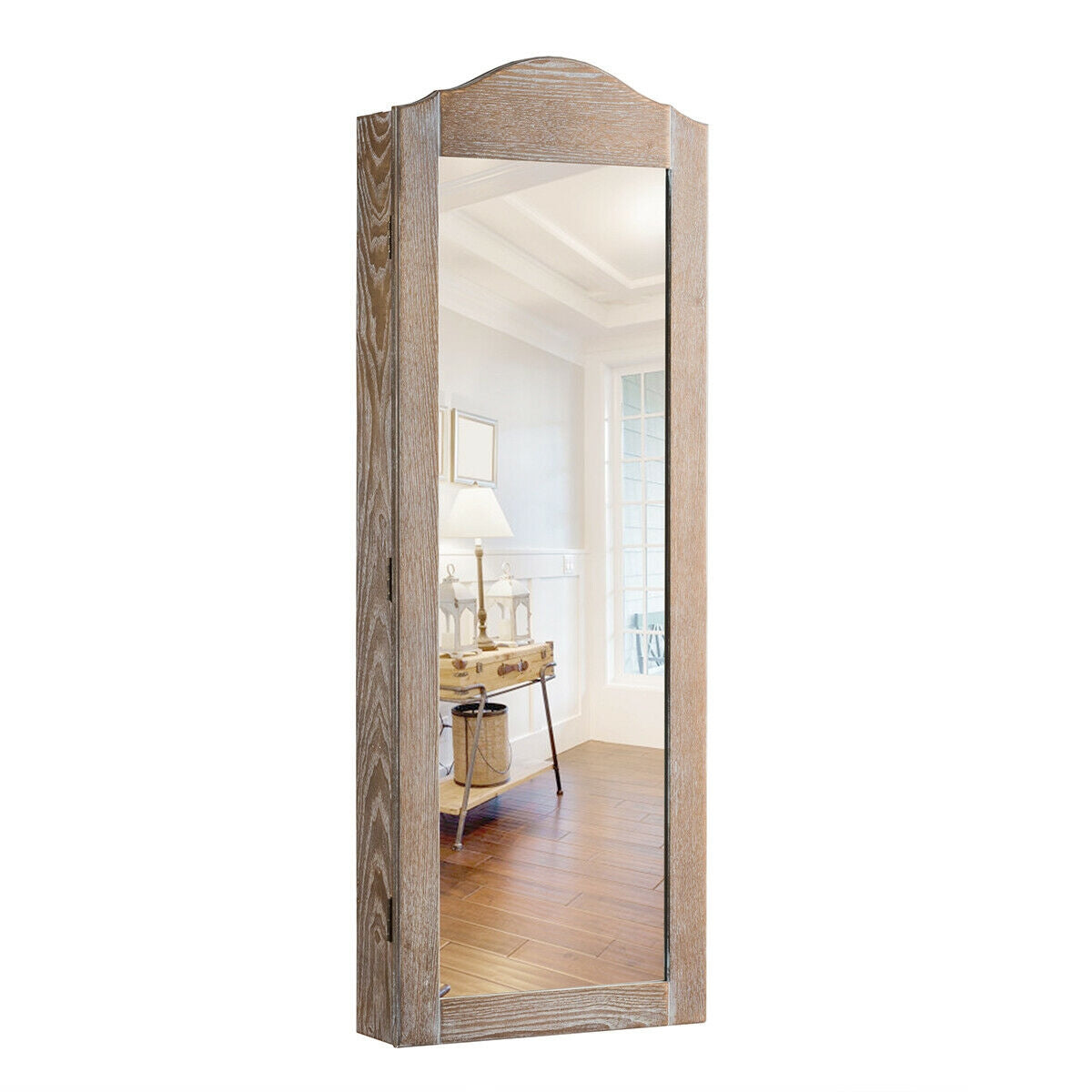 Jewelry Armoire Cabinet with Full Length Mirror for Wall and Door Mounting