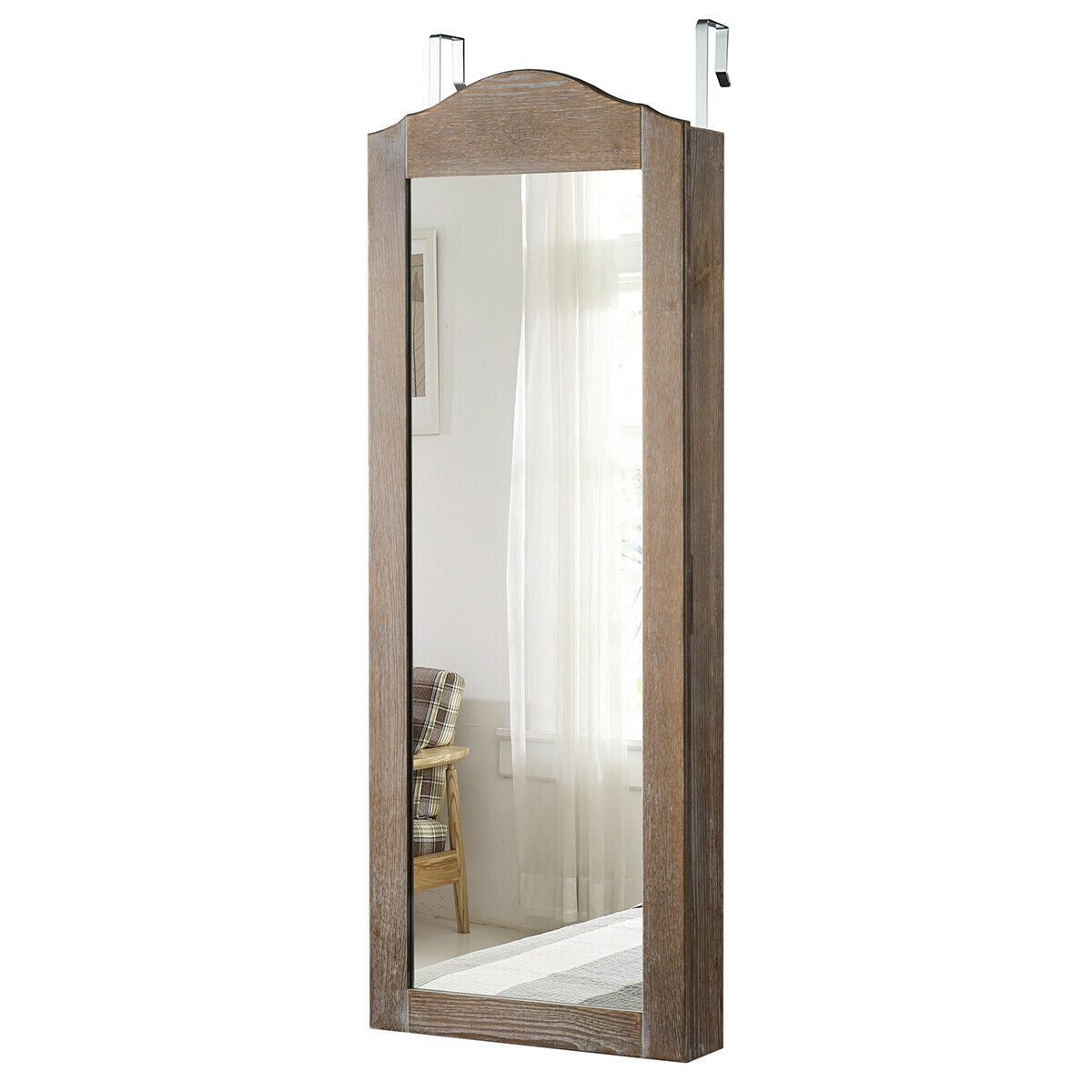 Jewelry Armoire Cabinet with Full Length Mirror for Wall and Door Mounting