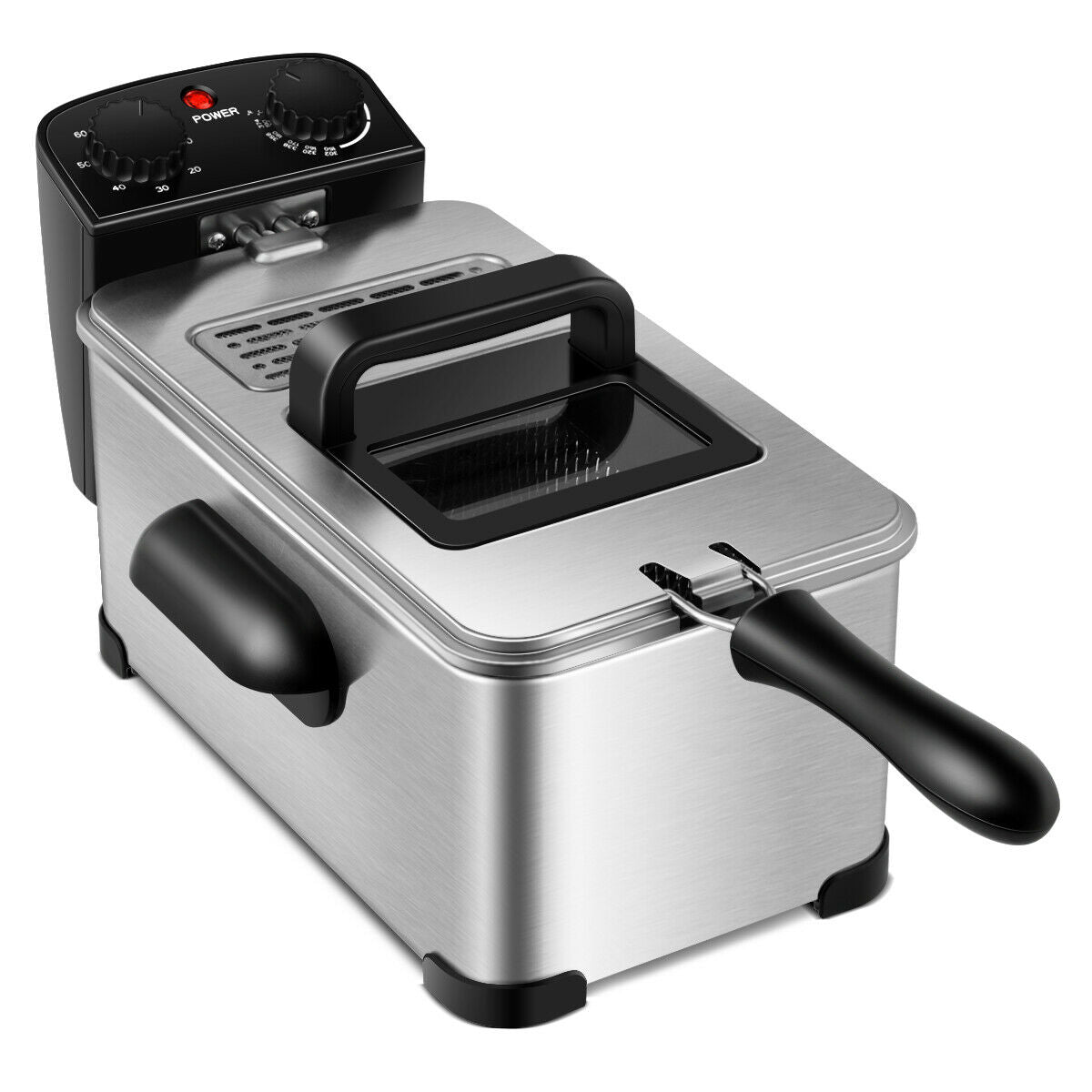 3.2 Quart Stainless Steel Electric Deep Fryer with Adjustable Timer for Perfect Frying