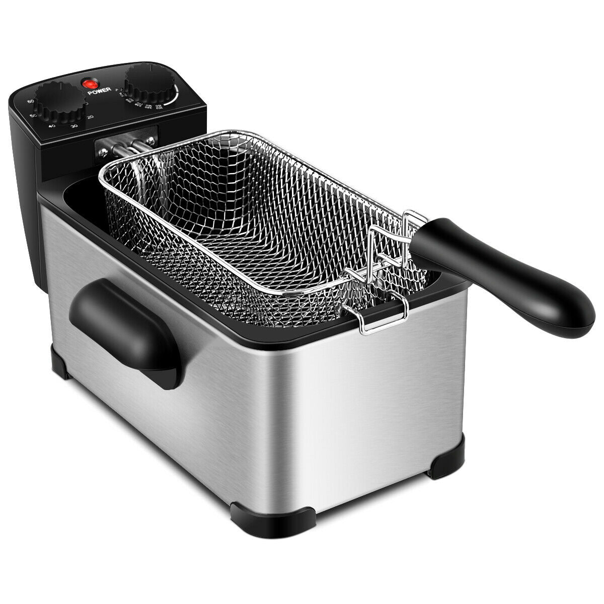 3.2 Quart Stainless Steel Electric Deep Fryer with Adjustable Timer for Perfect Frying